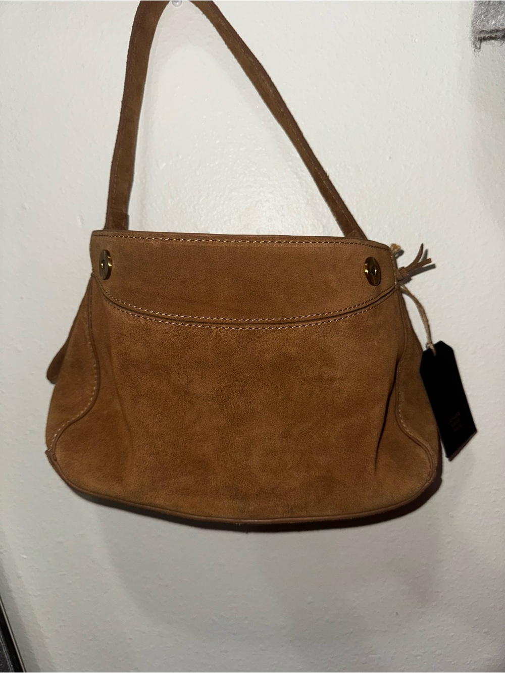 Classic Suede Shoulder Bag in Camel